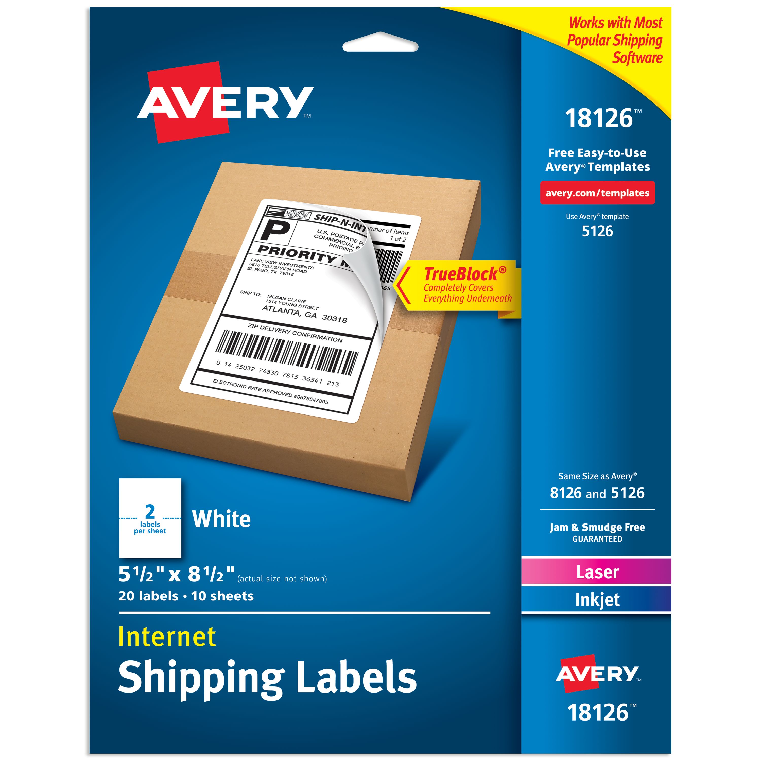 Half-Sheet Shipping Labels, 5-1/2